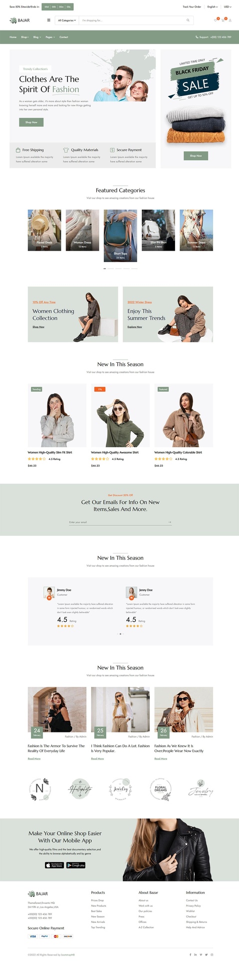 BAJAR 墨绿色精美绿色跨境电商网站